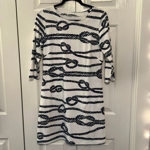 Mahi Gold -size Medium Dress -  White/Navy nautical rope design